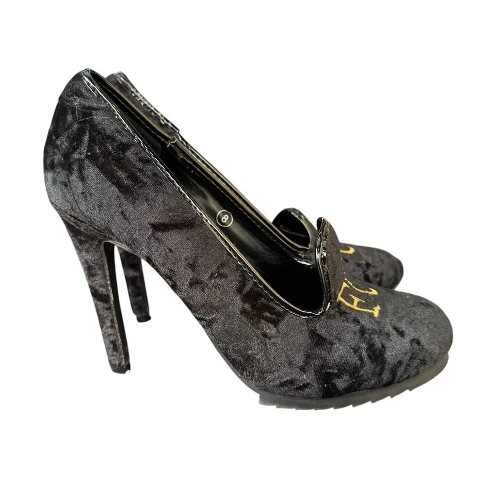 YRU Posch F U C K Black Loafer High Heels Women’s Sz 8 - Picture 4 of 9